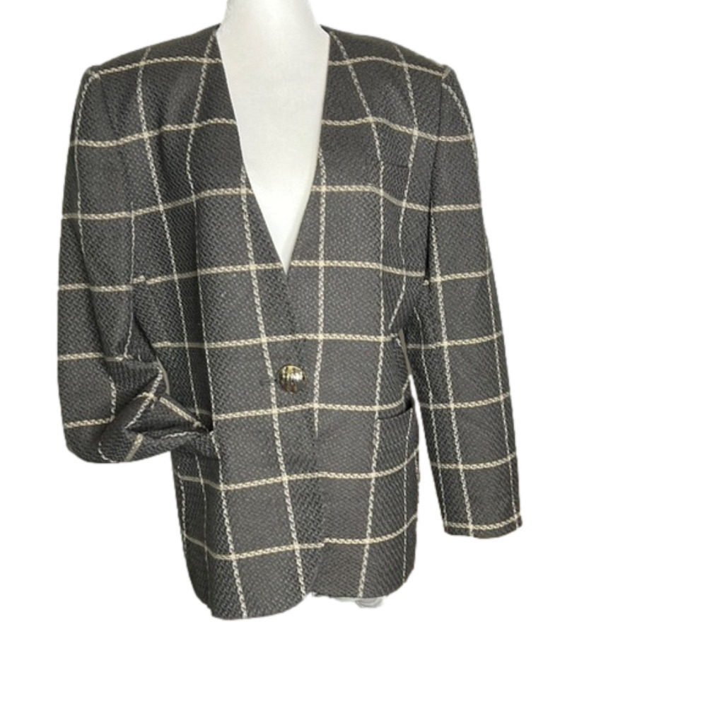 Vintage John Meyer of  Norwich Taupe Check Blazer
